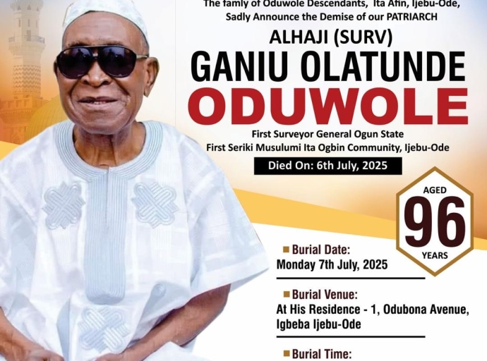 Ogun First Surveyor General Olatunde Oduwole dies at 96